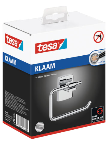 tesa Toiletrolhouder "Klaam" zilverkleurig - (B)14,2 x (H)9,5 x (D)4,7 cm