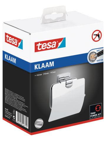 tesa Toilettenpapierhalter "Klaam" in Silber - (B)14,2 x (H)9,5 x (T)4,7 cm