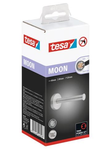 tesa Toiletrolhouder "Moon" zilverkleurig - (B)4,9 x (H)4,9 x (D)12 cm