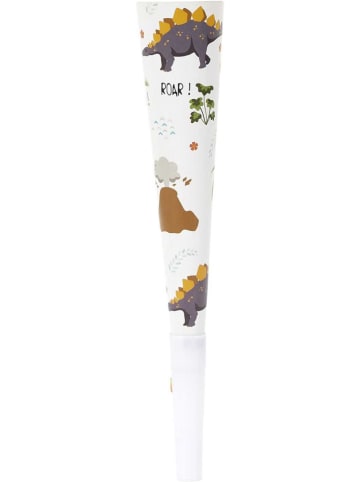 The Home Deco Kids 3-delige set: partytrompetten "Dinosaurus" wit - 3x 6 stuks