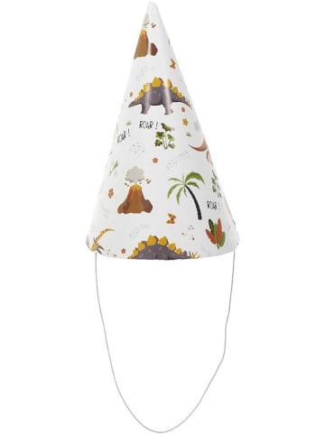 The Home Deco Kids 3-delige set: partyhoedjes "Dinosaurus" wit - 3x 6 stuks