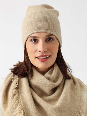 Zwillingsherz Kaszmirowa czapka beanie w kolorze beżowym