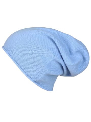 Zwillingsherz Kaschmir-Beanie in Hellblau