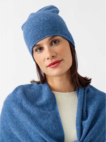 Zwillingsherz Kaszmirowa czapka beanie w kolorze niebieskim