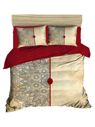 Colorful Cotton Bettwäsche-Set in Beige/ Rot