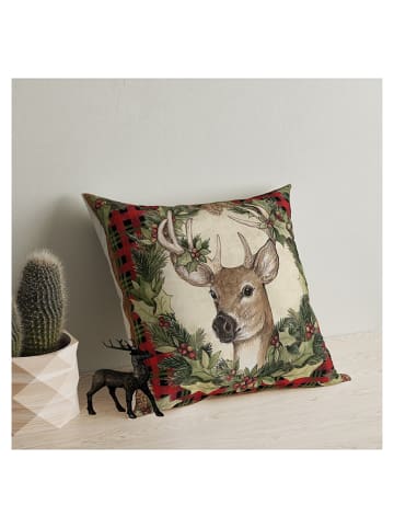 Colorful Cotton Poduszka w kolorze beżowo-zielonym