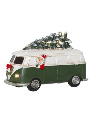 STAR Trading LED-Weihnachtfigur "Merryville" in Grün/ Weiß - (B)15,5 x (H)10 cm