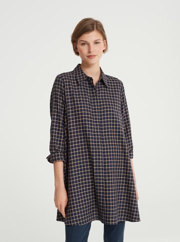OPUS Tunika "Fauta check" in Dunkelblau/ Beige