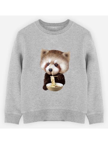 WOOOP Sweatshirt "Red Panda loves noodles" grijs