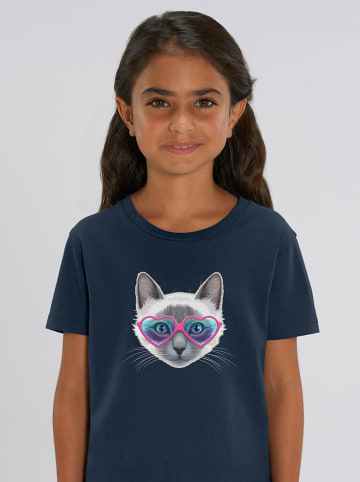 WOOOP Shirt "Kitty Sunglasses" donkerblauw