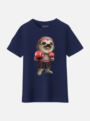 WOOOP Koszulka "Sloth Boxing" w kolorze granatowym
