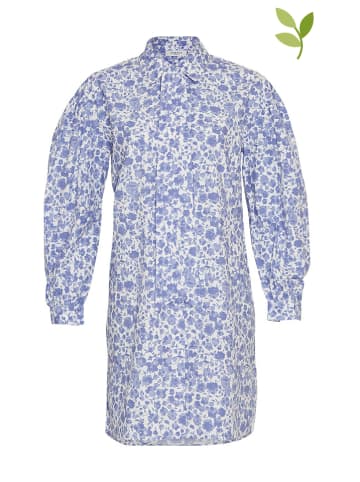 MOSS COPENHAGEN Jurk "Lenora Haddis" wit/blauw