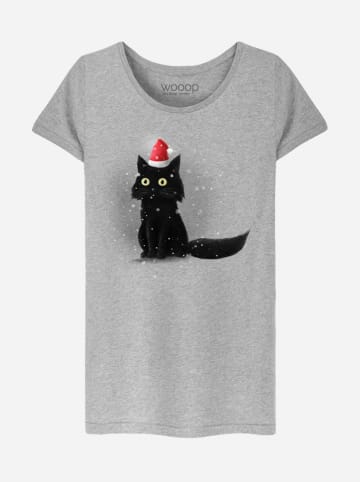 WOOOP Koszulka "Christmas Cat" w kolorze szarym