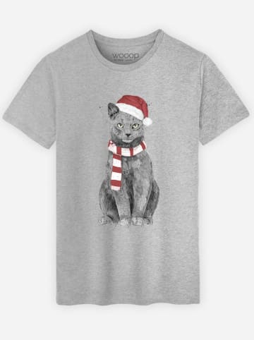 WOOOP Koszulka "Xmas Cat" w kolorze szarym