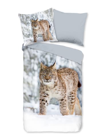 Good Morning Flanell-Bettwäsche-Set "Lynx" in Grau