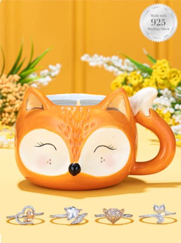 CHARMED AROMA Schmuck-Duftkerze "Fox Mug" in Orange - 440 g