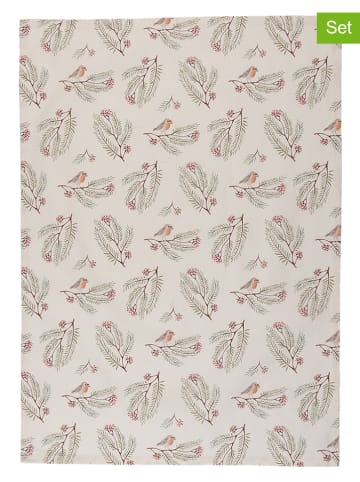 Clayre & Eef 2er-Set: Geschirrtücher in Beige - (L)70 x (B)50 cm