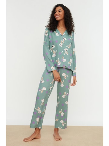 trendyol Pyjama in Hellblau/ Weiß