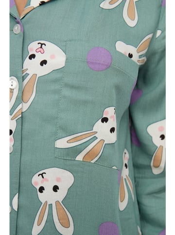 trendyol Pyjama in Hellblau/ Weiß