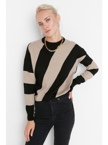trendyol Sweter w kolorze beżowo-czarnym