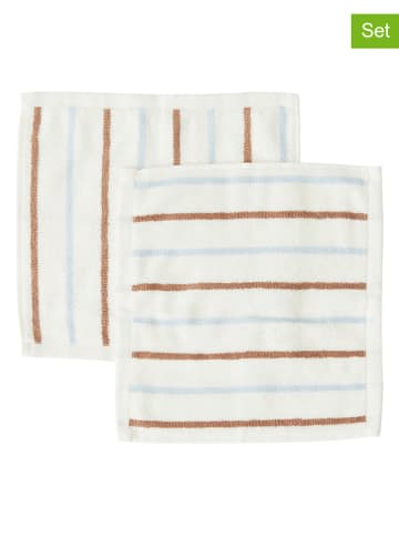 OYOY living design 2-delige set: waslappen "Raita" wit - (L)30 x (B)30 cm