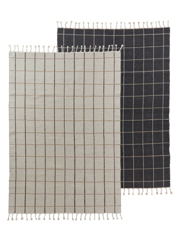 OYOY living design Teppich "Grid" in Beige/ Anthrazit - (L)200 x (B)140 cm