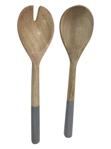 Ard'time Sztućce sałatkowe "Sasebo" w kolorze brązowo-szarym - dł. 30 cm