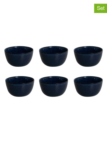 Ard'time 6-delige set: kommen "Blue moon" blauw - (H)6 x Ø 11 cm