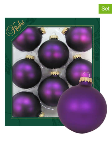 Krebs Glas Lauscha Kerstballen paars - 8 stuks - Ø 7 cm