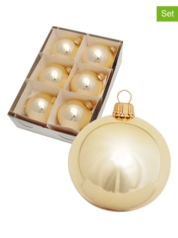Krebs Glas Lauscha Kerstballen goudkleurig - 6 stuks