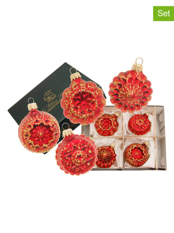 Krebs Glas Lauscha Kerstballen rood - 4 stuks - Ø 5