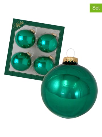 Krebs Glas Lauscha Kerstballen groen - 4 stuks