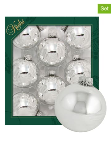 Krebs Glas Lauscha Kerstballen zilverkleurig - 8 stuks - Ø 7 cm