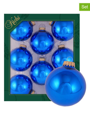Krebs Glas Lauscha Kerstballen blauw - 8 stuks