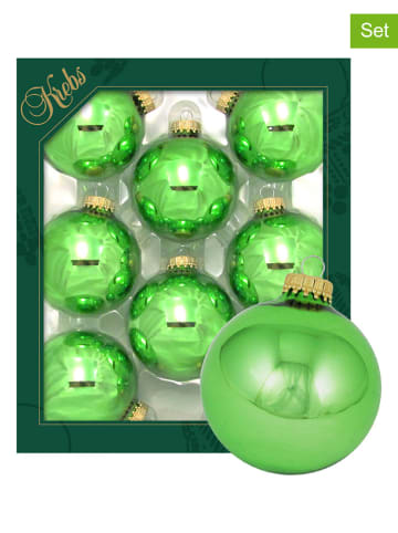 Krebs Glas Lauscha Kerstballen groen - 8 stuks - Ø 7 cm