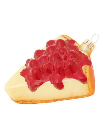 Krebs Glas Lauscha Kerstboomversiering "Cheesecake met kersen" rood - (L)10 cm