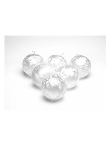 Krebs Glas Lauscha Kerstballen zilverkleurig - 6 stuks