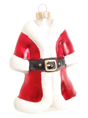 Krebs Glas Lauscha Christbaumornament "Weihnachtsmann mit Mantel" in Rot/ Weiß - (L)11 cm