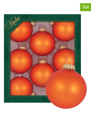 Krebs Glas Lauscha Christbaumkugeln in Orange - 8 Stück - Ø 7 cm