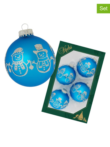 Krebs Glas Lauscha Kerstballen lichtblauw - 4 stuks