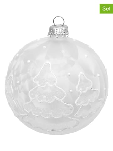 Krebs Glas Lauscha 6-delige set: kerstballen wit - Ø 8 cm