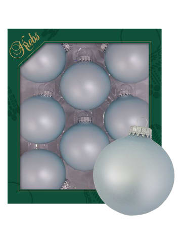 Krebs Glas Lauscha Christbaumkugeln in Hellblau - 8 Stück