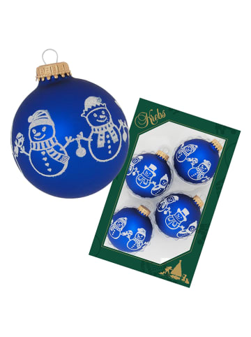 Krebs Glas Lauscha Kerstballen blauw - 4 stuks