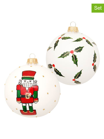Krebs Glas Lauscha Kerstballen wit/rood/groen - 6 stuks