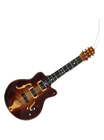 Krebs Glas Lauscha Christbaumornament "Elektrogitarre" in Braun - (L)18 cm