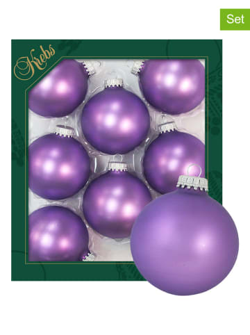 Krebs Glas Lauscha Christbaumkugeln in Lila - 8 Stück