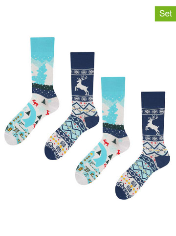 TODO SOCKS 2-delige set: sokken lichtblauw/donkerblauw