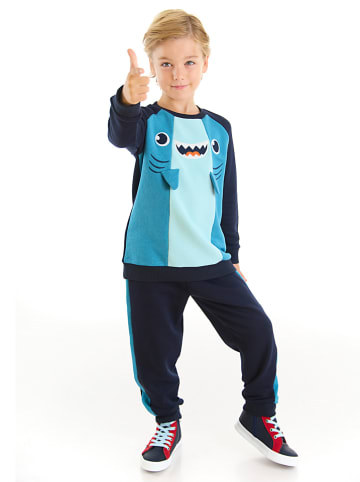 Denokids 2-delige outfit "Shark Boy" donkerblauw/blauw