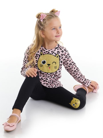 Denokids 2-częściowy zestaw "Shiny Leopard" w kolorze czarno-jasnoróżowym