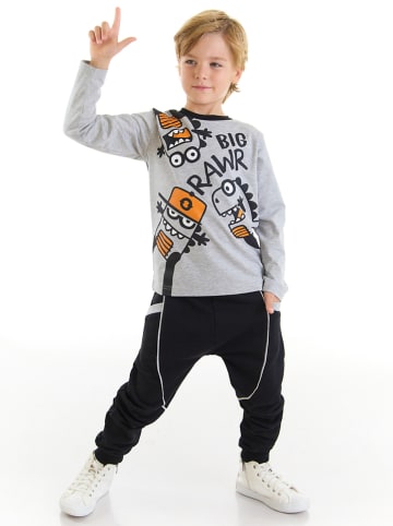 Denokids 2-delige outfit "3 Monsters" grijs/zwart